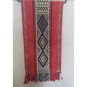 Huitru Table Runner Aztec Design Red Made in Argentina 62" X 29" 63% Algodon